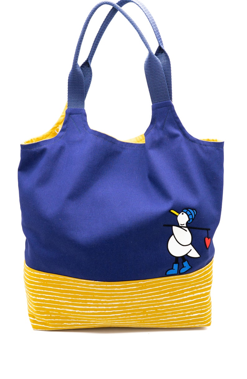 DIY naaiset / naaipakket Charlie Bag / boodschappentas maritiem blauwe meeuw met hart afbeelding 3