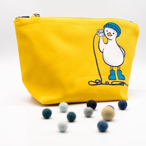 DIY Nähset / Nähpaket: Kosmetiktasche Kulturbeutel Möwe und Krabbe mit Dosentelefon