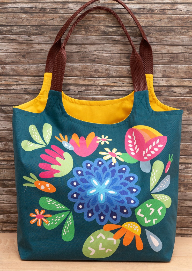 DIY Nähset / Nähpaket Charlie Bag / Einkaufstasche/Strandtasche, Nähmädchen mit Blumen mit eigenem Design Bild 2