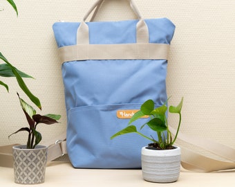 DIY Nähpaket Rucksack / Shopper 37cm x 30cm hellblau / beige - Nähkit