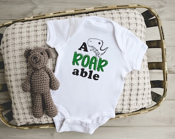 Dinosaur baby Onesie®, Dinosaur baby bodysuit, A-ROAR-able Dinosaur ONESIE®, Funny baby clothes, Expecting mom gift