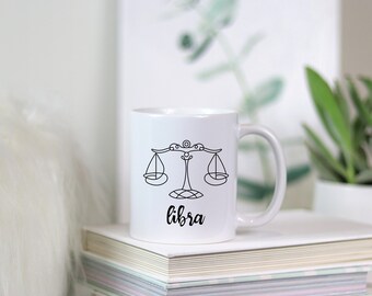 Libra Zodiac Mug, Libra Mugs, Libra Astrology Cup, Libra Birthday Gift, Constellation Cup, Libra Horoscope Mug, Cute Mug