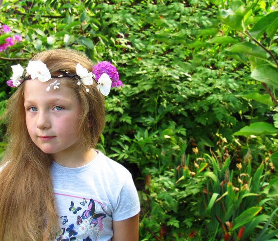 Flower Girl Headband Baptism Hair Wreath Toddler Floral Etsy