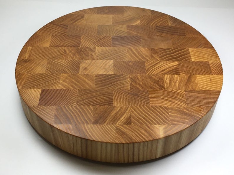 End Grain Round Cutting Board 400mm Round Butcher Block Etsy