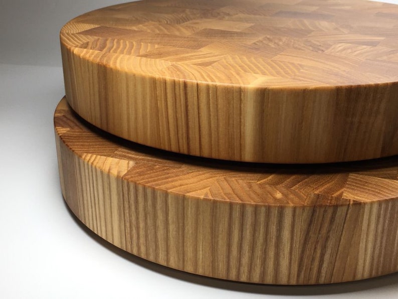 End Grain Round Cutting Board 400mm Round Butcher Block Etsy