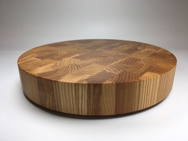 End Grain Round Cutting Board 400mm Round Butcher Block Etsy