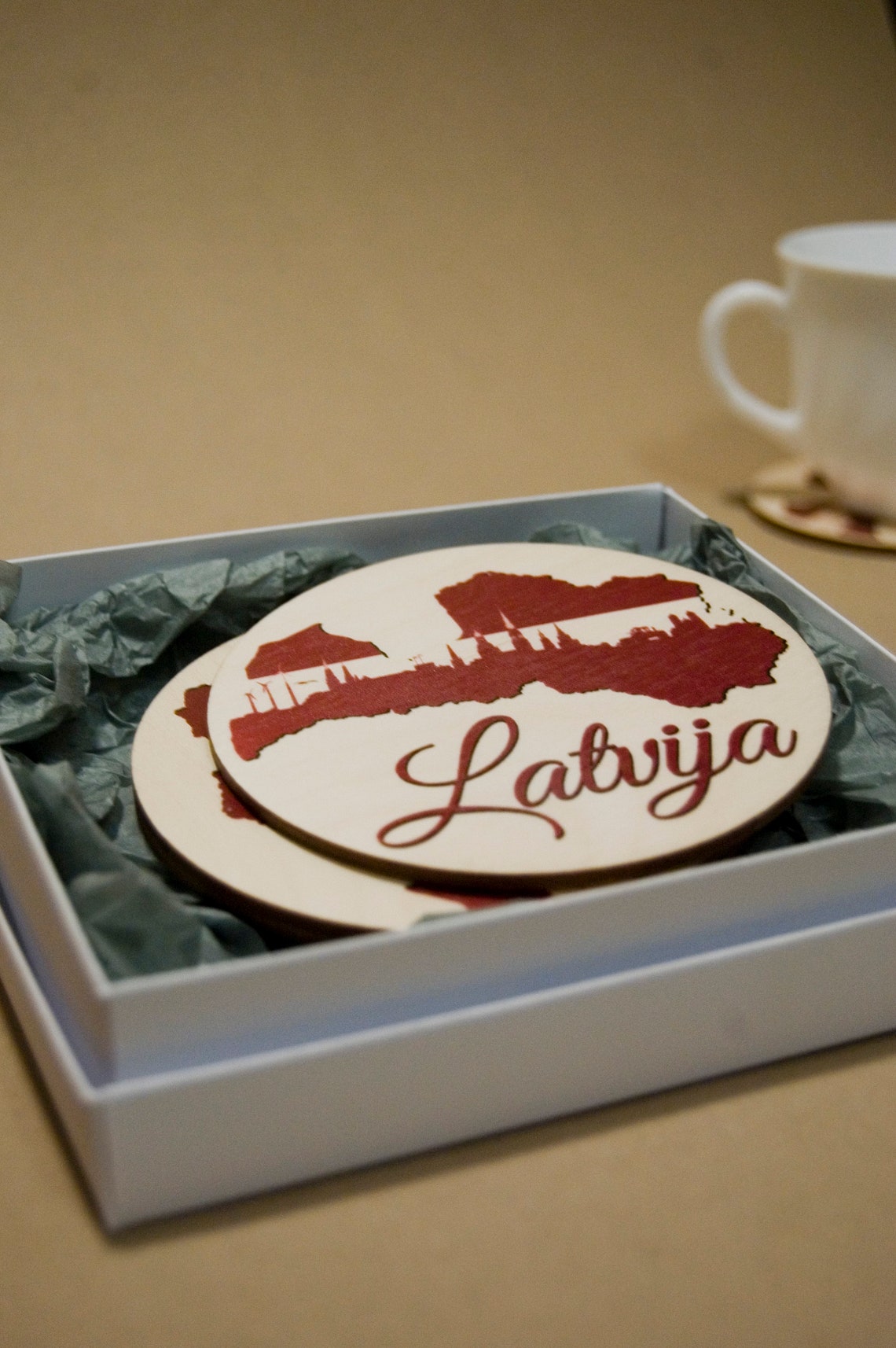 Coaster Latvia Latvian Souvenir Wooden Coaster Set From Latvia Etsy UK