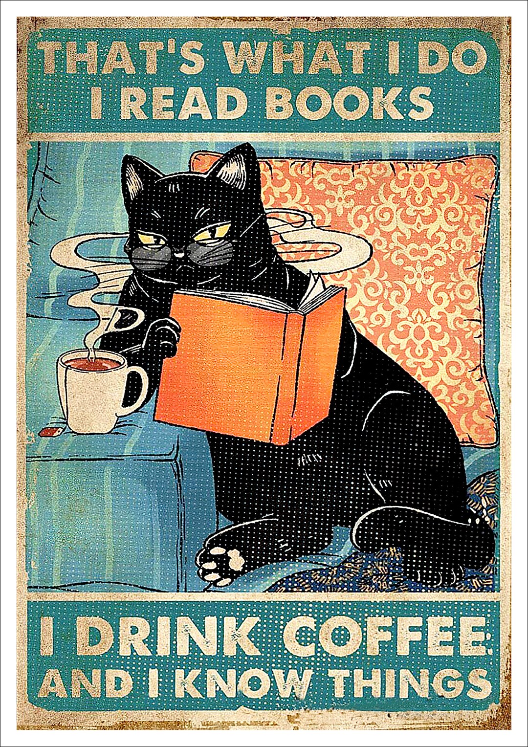 I READ BOOKS Cafe Vintage Poster Vintage Print Etsy UK