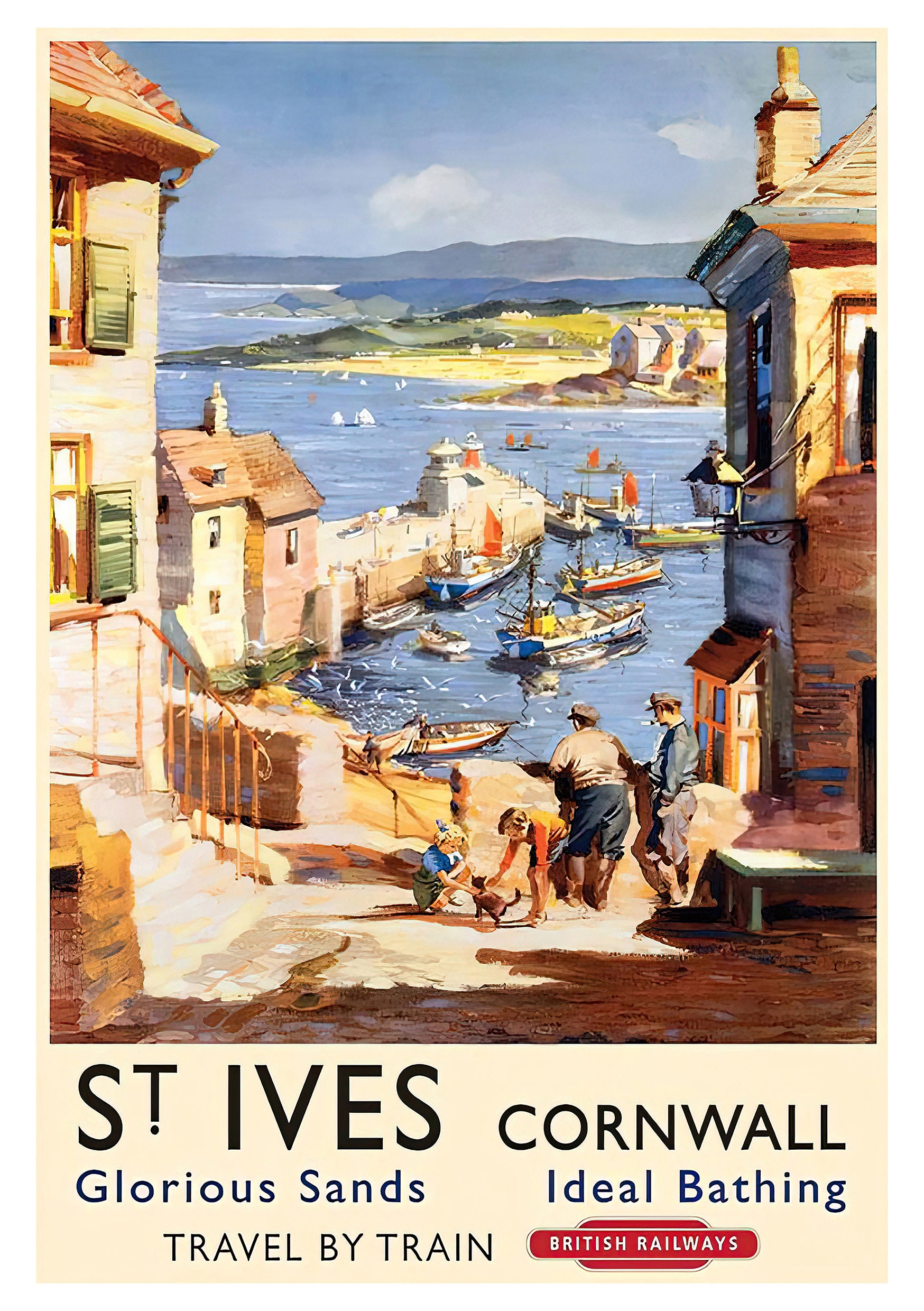 2 A2 Vintage GWR/LMS Railway Poster A1 A3 A4 Sizes ST Ives Cornwall 2 A2 Vintage GWR/LMS Railway Poster A1 A3 A4 Sizes ST Ives Cornwall