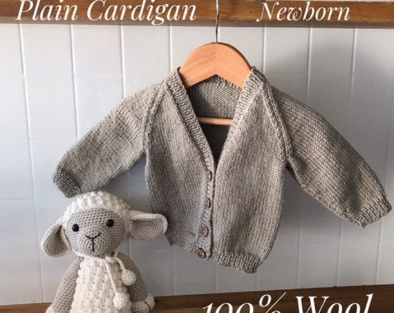 Cardigan, Newborn, Hand Knitted 100% Wool, Classic, Unisex Baby Clothes, Boy Cardigan, Girl Cardigan, Baby Gift, Baby Shower