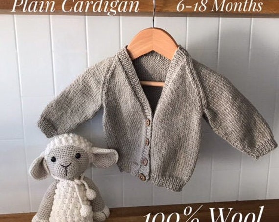 BABY CARDIGAN 6-18 Months 100% WOOL, Classic, Hand knitted,Boy Cardigan, Girl Cardigan, Unisex baby knitted clothes