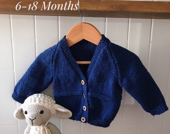 BABY CARDIGAN 6-18 Months 100% WOOL, Hand knitted, Boy Cardigan, Girl Cardigan, Unisex baby knitted clothes, 2 Rows Garter Stitch