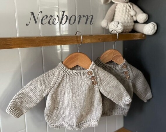 Jumper, Newborn, Hand Knitted 100% Wool, Plain,Unisex Baby Clothes, Boy Cardigan, Girl Cardigan, Baby Gift, Baby Shower