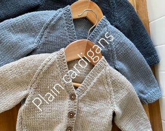Hand Knit 100% Wool V neck Cardigan - Unisex baby Clothes, toddler layers