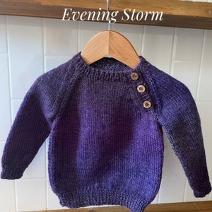 Jumper, Sweater, Hand Knitted,100% Wool, Unisex Baby Clothes, Boy Jumper, Girl Jumper, Baby Gift, Baby Shower,0-3 months to 18 months Evening Storm