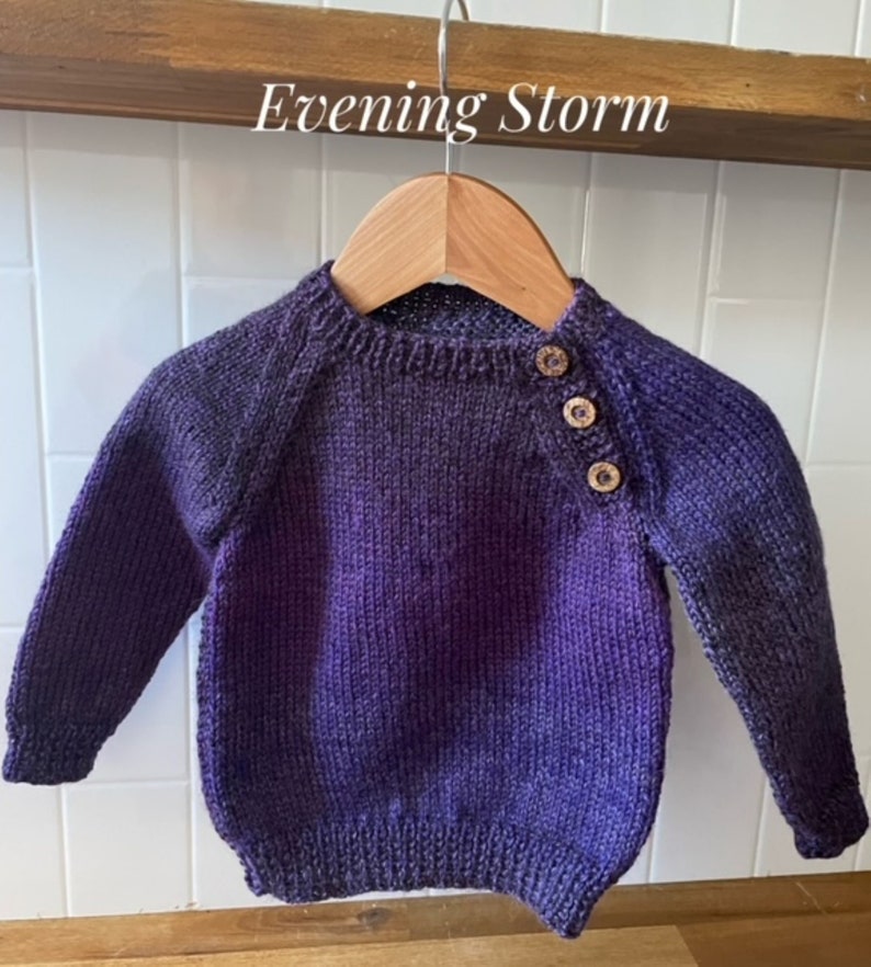 Jumper, Sweater, Hand Knitted,100% Wool, Unisex Baby Clothes, Boy Jumper, Girl Jumper, Baby Gift, Baby Shower,0-3 months to 18 months Evening Storm