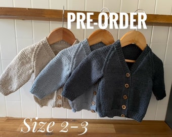 Cardigan, 2-3 Years, Hand Knitted 100% Wool, Classic, Unisex toddler Clothes, Boy Cardigan, Girl Cardigan, toddler Gift, winter cardigan