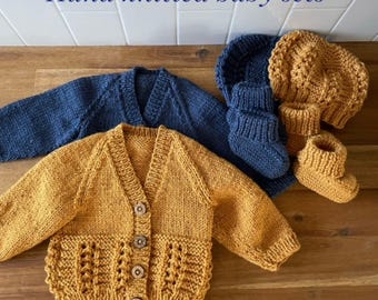 Hand Knitted 100% Wool Newborn Baby Set, Coming Home Outfit