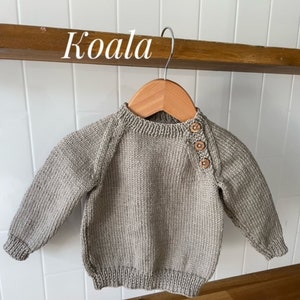 Jumper, Sweater, Hand Knitted,100% Wool, Unisex Baby Clothes, Boy Jumper, Girl Jumper, Baby Gift, Baby Shower,0-3 months to 18 months Koala