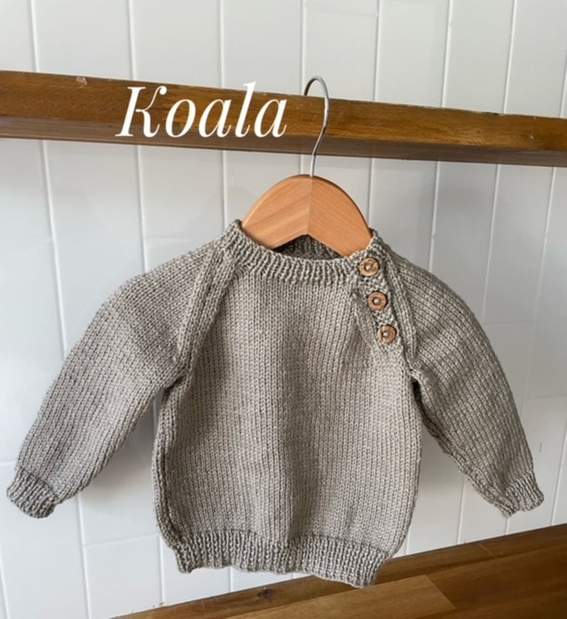 Jumper, Sweater, Hand Knitted,100% Wool, Unisex Baby Clothes, Boy Jumper, Girl Jumper, Baby Gift, Baby Shower,0-3 months to 18 months Koala