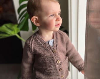 V neck classic Cardigan, Unisex, Hand Knitted, Baby sweater, toddler layers, Warm Cardigan