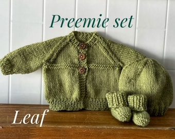 PREEMIE baby Set, Cardigan, Beanie, Booties, New baby, Premature baby, Baby gift, Baby shower, Knitted set,