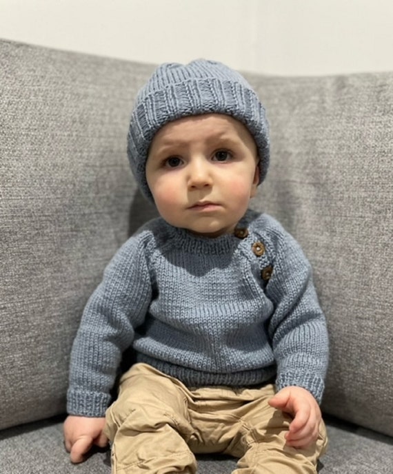 Jumper, 9-12 months, Hand Knitted 100% Wool, Plain,Unisex Baby Clothes, Boy Jumper, Girl Jumper, Baby Gift, Baby Shower