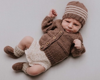 Newborn baby set 100% WOOL, Hand Knitted, Unisex Baby Clothes, Newborn Hospital Outfit, Coming home outfit, Baby shower