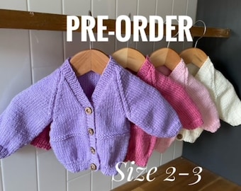 CARDIGAN Size 2-3 Years, 100% WOOL, Hand knitted, Boy Cardigan, Girl Cardigan, Unisex toddler knitted clothes, 2 Rows Garter Stitch
