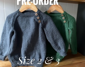 Jumper, Sweater, 2 and 3 years, Hand Knitted,100% Wool, Unisex Toddler Clothes, Boy Jumper, Girl Jumper, Toddler Gift, winter jumper