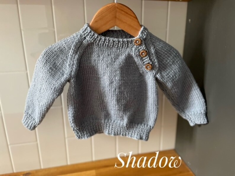 Jumper, Sweater, Hand Knitted,100% Wool, Unisex Baby Clothes, Boy Jumper, Girl Jumper, Baby Gift, Baby Shower,0-3 months to 18 months Shadow