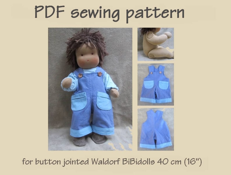 digitaal pdf patroon. tuinbroek voor waldorf scharnier pop 40 | etsy