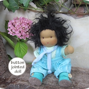 Waldorf doll boy 10" (25 cm), button jointed, turnable limbs, inclusive clothing. Cloth doll. Ready for shipment. APK05
