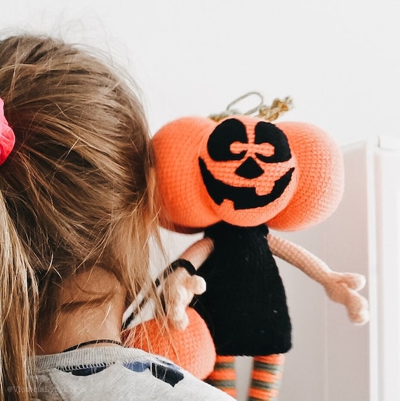 Amigurumi Halloween Kürbis Kopf Puppe Häkeln Herbst Dekor Etsy