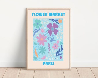 flower market poster or flower market digital print download, flower market paris
