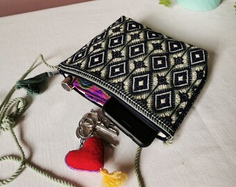 Bolsa de maquillaje hecha a mano de Chiapas, México, Carteras decorativas de México