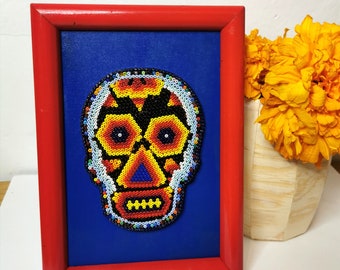 Calavera Sagrada Arte Huichol, Piezas Originales, Arte Mexicano