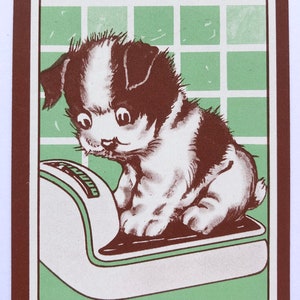 Vintage Swap / Playing Card - Cute Puppy / Dog Sitting On Scales - Smooth Finish - In Excellent Condition