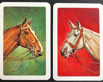 DRAFT HORSES Pair of Vintage Swap//Playing Cards HAULING TIMBER /& PLOUGHING