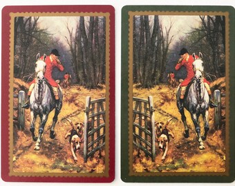 DRAFT HORSES Pair of Vintage Swap//Playing Cards HAULING TIMBER /& PLOUGHING