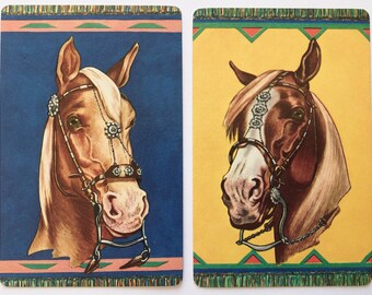 DRAFT HORSES Pair of Vintage Swap//Playing Cards HAULING TIMBER /& PLOUGHING