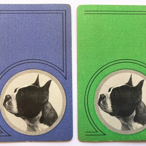 Pair of Vintage Swap Playing Cards - Cute Boston Terrier Dogs - Linen Finish - Good Used Condition