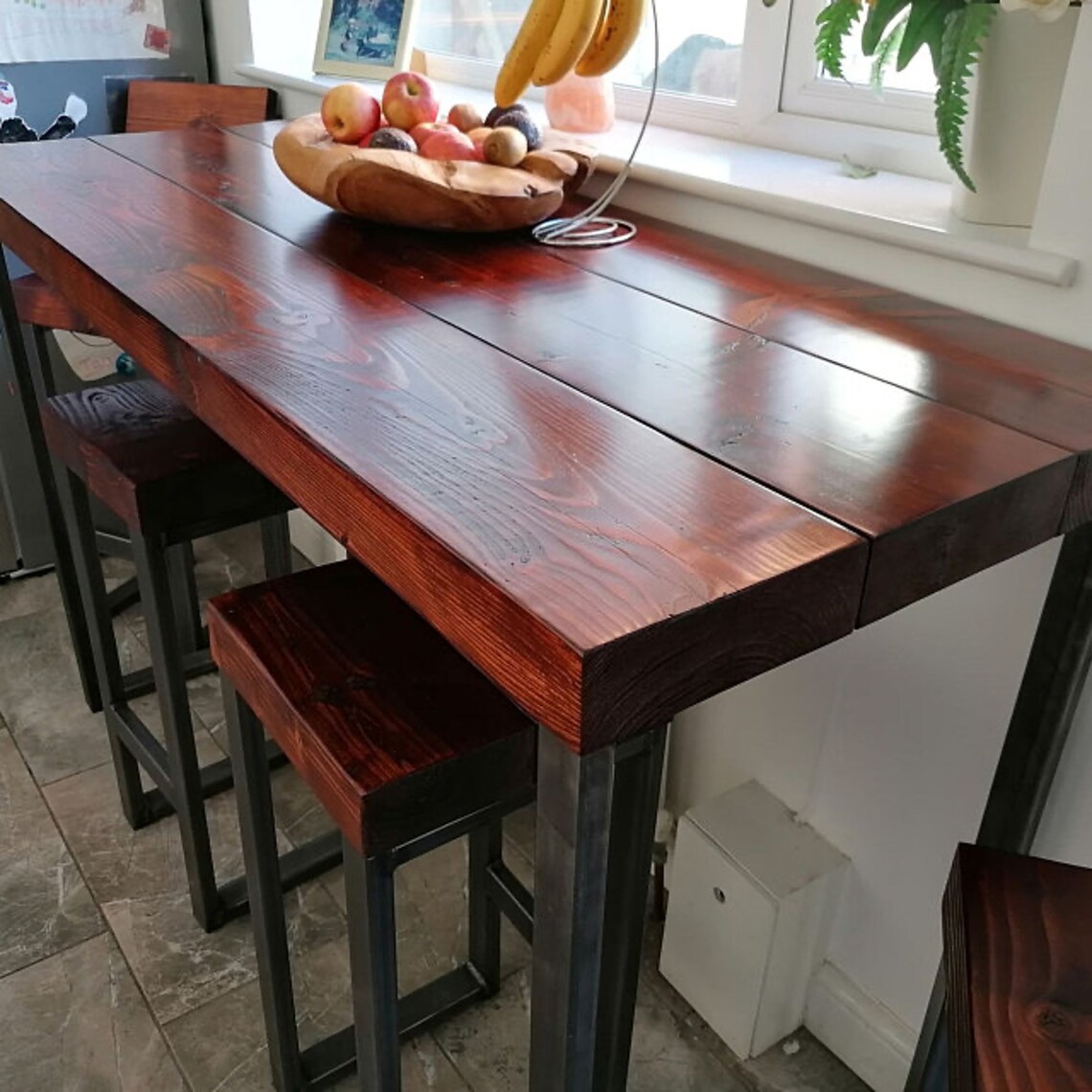 Industrial Breakfast Bar Worktop Kitchen Table Stool Wood Etsy