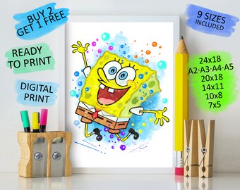 Spongebob Nursery Decor Spongebob Decor Spongebob Digital Etsy