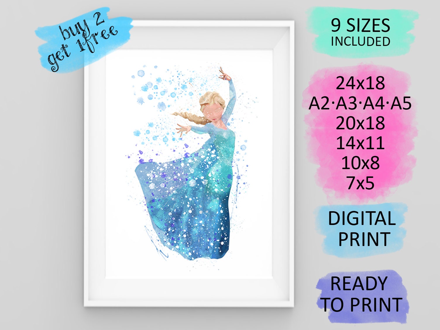 Princess Elsa print Frozen Elsa princess art printable Elsa | Etsy
