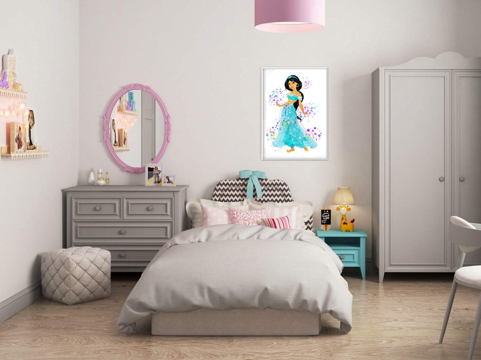 Princess Jasmine wall art Princess Jasmine girl room decor Etsy