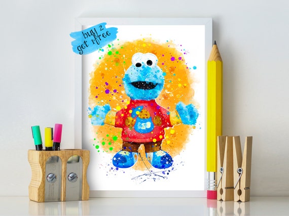 Cookie Monster Baby Print Sesame Street Digital Print Cookie Etsy