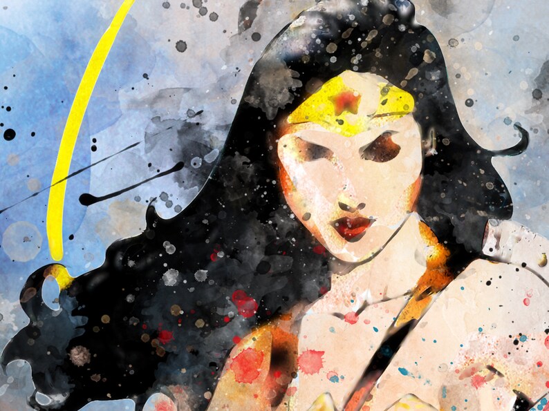 Wonder Woman art watercolor print DC comics fan gift Superhero Etsy