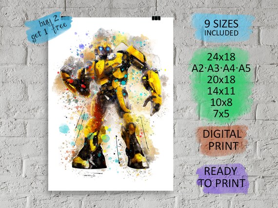 Bumblebee Transformer Poster Watercolor Bumblebee Transformers Posters Boy Room Decor Play Room Decor Bumblebee Print Transformer Wall Decor