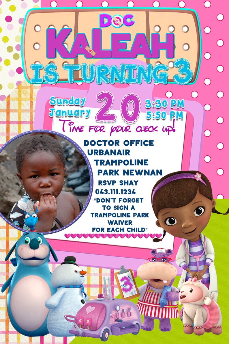 Doc McStuffins birthday invitations printable Doc McStuffins Etsy